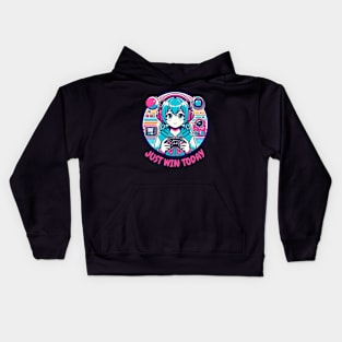 Just win today gamer girl Kids Hoodie